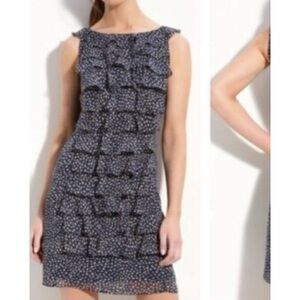 Adrianna Papell Navy and White Ruffle Mini Dress - US size 10
